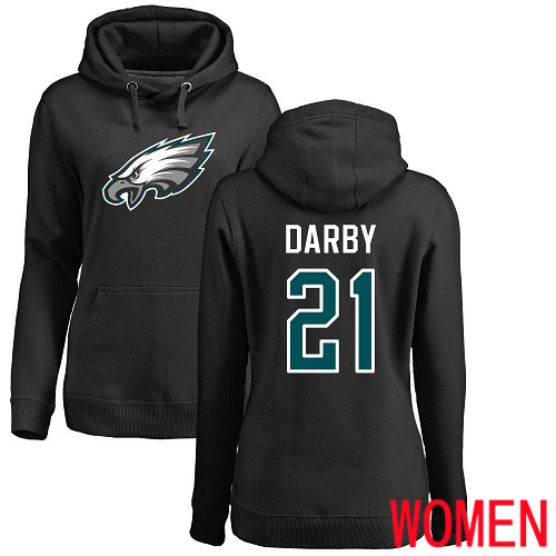 Women Philadelphia Eagles 21 Ronald Darby Black Name and Number Logo NFL Pullover Hoodie Sweatshirts